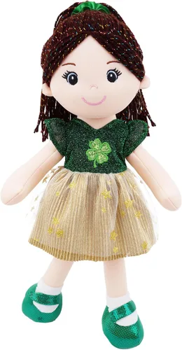 Miniatura 12 de June Garden Snuggle Cutie Benny de 14 pulgadas, muñeco de felpa suave Best Big Brother, muñeco de peluche con camisa a rayas azules y zapatos Verde