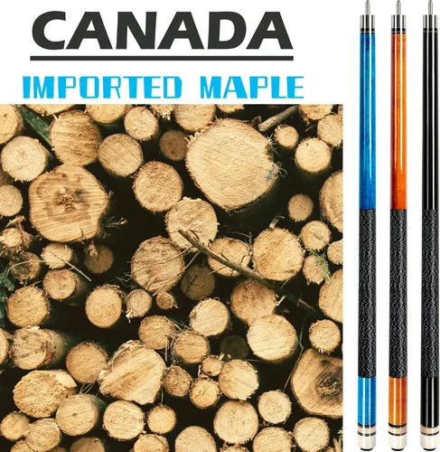 Miniatura 4 de AKLOT Tacos de billar de 58 pulgadas, palos de billar de madera de arce canadiense para jugadores profesionales de billar de 18, 19, 20, 21 onzas
