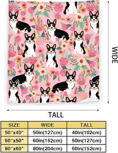 Miniatura 4 de Manta de Corgi regalos para las amantes de Corgi para mujeres, lindas flores corgis, manta de franela de forro polar, suave y cálida manta rosa