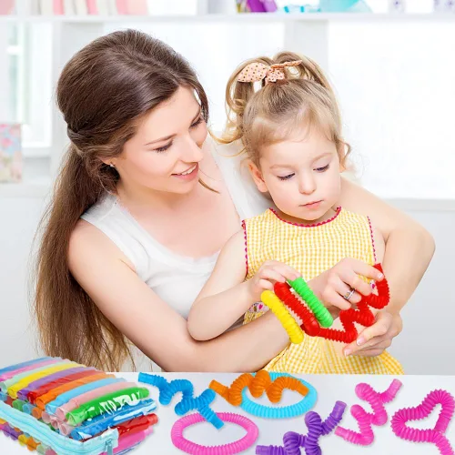 Miniatura 5 de Paquete de 52 Tubos Pop, Juguetes Sensoriales Recuerdos de Fiesta Para Niños de 8-12 4-8 Juguetes Fidget Para Ansiedad Rellenos de Bolsas