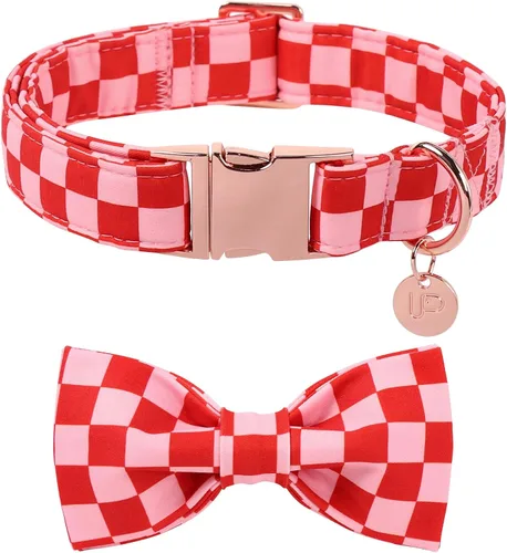 Miniatura 17 de Collar para perro con pajarita, Collar de algodón con pajarita para cachorro, Collar para perro azul para niña o niño con hebilla de metal duradera