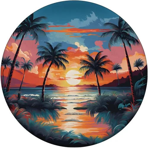 Miniatura 3 de Playa al atardecer océano caprichoso diseño de palmeras PopSockets intercambiables PopGrip