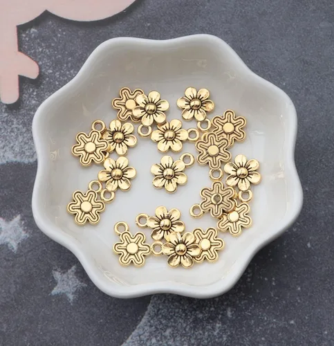 Miniatura 4 de Ruwado 50 dijes de flores pequeñas de metal, vintage, lindos colgantes de flores pequeñas vintage para hacer joyas, kit de pulseras, collares