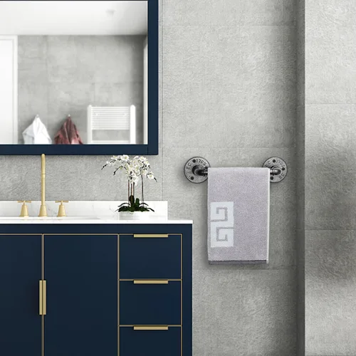Miniatura 5 de NearMoon Toallero industrial de tubería, accesorio de toallero de baño resistente, montaje en la pared, soporte para toallas de baño de hierro