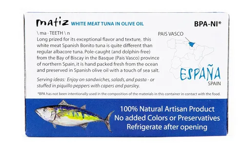 Miniatura 2 de Matiz Bonito Del Norte, 4 onzas, Atún de Carne Blanca en Aceite de Oliva (5 Latas)