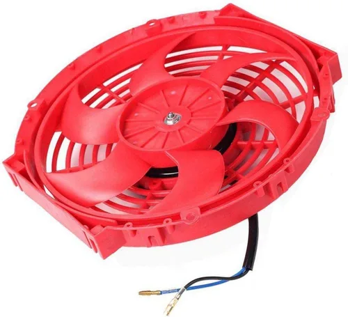 Miniatura 9 de Kit universal de ventilador delgado de enfriamiento de radiador eléctrico de 10 pulgadas, tire/empuje, 12V, rojo
