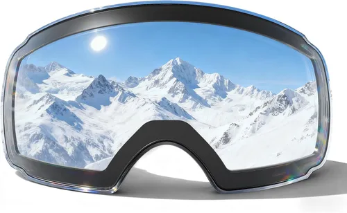 Miniatura 14 de Innerking Gafas de esquí intercambiables, gafas de nieve con lente magnética, gafas de snowboard antivaho OTG para mujeres, hombres, adultos