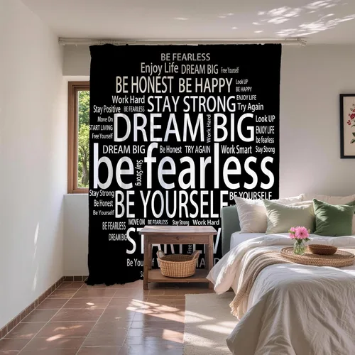 Miniatura 4 de Cortinas de ducha para niños, con texto en inglés «Believe Quotes Be Fearless Dream Big Be Yourself», tela inspiradora, juego de decoración de baño