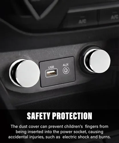 Miniatura 3 de YAKEFLY Tapa Universal para Encendedor de Cigarrillos, Tapones de Aluminio para Decoración de Coche (Plata)