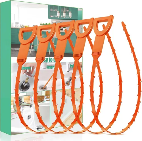 Miniatura 9 de Serpiente Destapacaños para Cabello - Paquete de 3 Herramientas Destapacaños Tipo Serpiente para Ducha y Fregadero con Empaque Exquisito (Verde)