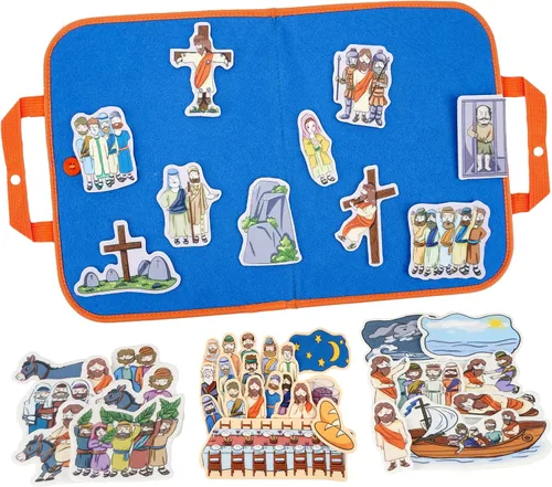 Miniatura 8 de CHEFAN Paquete de 4 Conjunto de Historias Bíblicas de Tablero de Fieltro, las Historias de Tablero de Franela Incluyen Adán y Eva, la Escalera