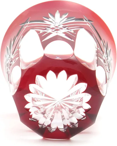 Miniatura 5 de すみだ江戸切子館 Sumida Edo Kirikokan KY-33 Edo Kiriko - Vaso de cristal Shochu (con caja de presentación), Kenyarai en capas (rojo), capacidad: aprox. 9.8