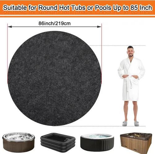 Miniatura 2 de NOVWANG Alfombrillas de baño redondas de 86 pulgadas de diámetro, almohadilla protectora lavable sobre el suelo, absorbe el agua con respaldo