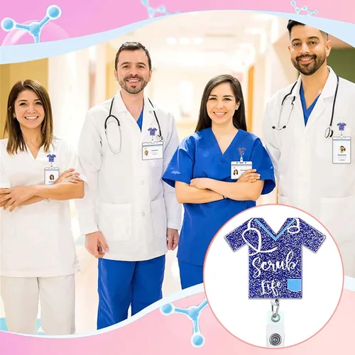 Miniatura 7 de Scrub Life - Soporte para carrete de insignia, azul marino, retráctil, para enfermeras, lindo y divertido clip para insignia, RN LVN LPN CNA
