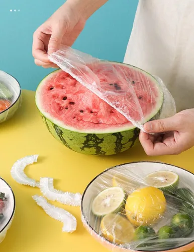 Miniatura 5 de Yeahgoshopping Cubierta de plástico desechable reutilizable para alimentos, fácil con tapas elásticas de cocina, cuencos también se utilizan como
