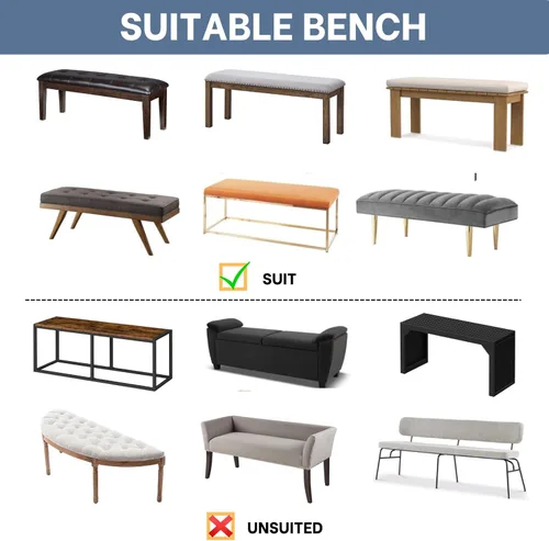 Miniatura 5 de SearchI Funda de banco de comedor, fundas de asiento de banco largas elásticas lavables, funda rectangular para banco de mesa de comedor, para Beige