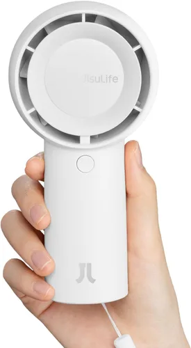 Miniatura 10 de JISULIFE Ventilador turbo portátil de mano [16 horas de tiempo de enfriamiento máximo], 4000 mAh USB recargable personal que funciona con batería