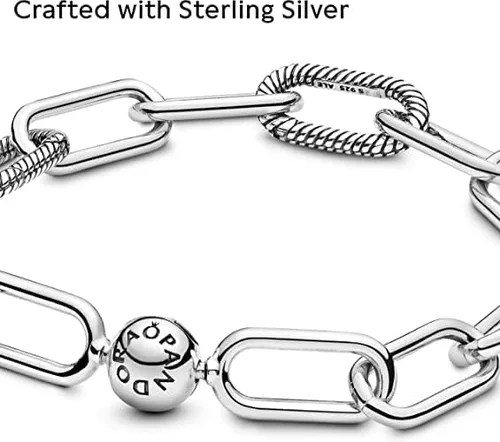 Miniatura 3 de Link Design Pandora ME Jewelry Pulsera de plata esterlina unisex 7.5 in, Plata de ley, Sin gemas.