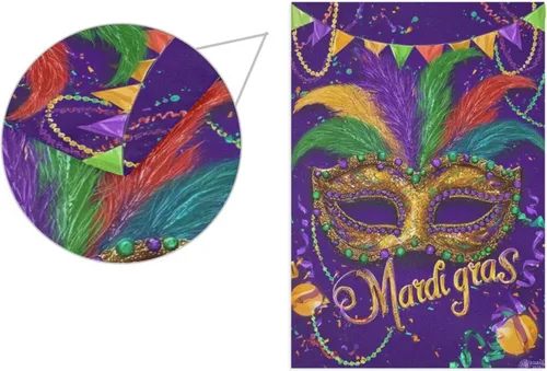 Miniatura 2 de Kcldeci Bandera de bienvenida con máscara de Mardi Gras de 45.7 x 61 cm, bandera de carnaval de flor de Lis para patio, grande, vertical, de doble