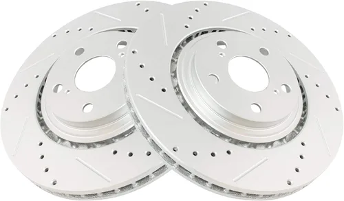 Miniatura 4 de TRQ Juego de rotores de freno delanteros y traseros con revestimiento G perforados y ranurados de alta calidad compatibles con Lexus RX350 RX450h