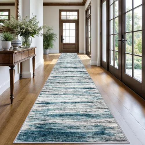 Miniatura 63 de KOZYFLY – Alfombra de pasillo moderna y lavable de diseño abstracto verde, 2 x 5 pies, antideslizante, suave y de pelo corto, ideal para cocina
