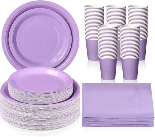 Miniatura 16 de Tioncy 200 platos de papel desechables azules y servilletas, suministros para fiesta de graduación para 50 invitados, juego de vajilla de papel