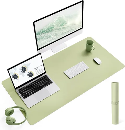 Miniatura 69 de YSAGi Almohadilla de escritorio de piel antideslizante, tapete impermeable para teclado de computadora portátil, protector de mesa y alfombrilla