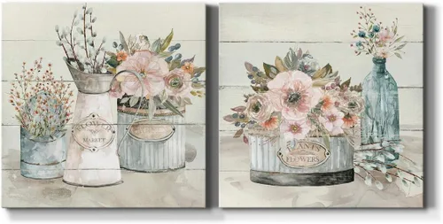 Miniatura 14 de Renditions Gallery Arrangement of Spring I - Arte de pared, decoración en lienzo de alta calidad con envoltura de galería, listo para colgar, 10