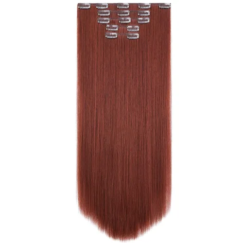 Miniatura 51 de Extensiones de cabello negro lacio, 2 juegos de extensiones de cabello con clip para mujeres, Halloween, 5 piezas de 22 pulgadas, piezas de cabello