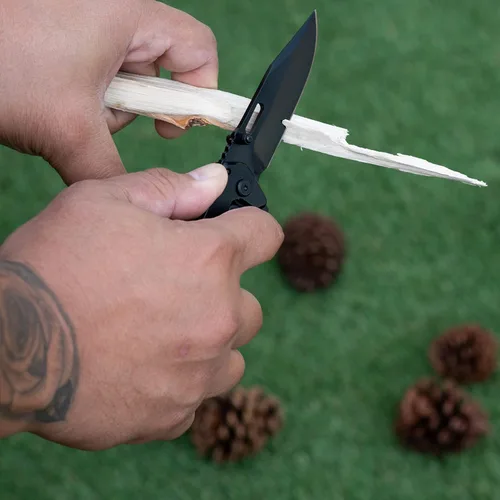 Miniatura 9 de Regalos para hombres, cuchillo de bolsillo de madera de nogal grabado personalizado - 36 iconos, 13 fuentes elegantes - Cuchillos personalizados