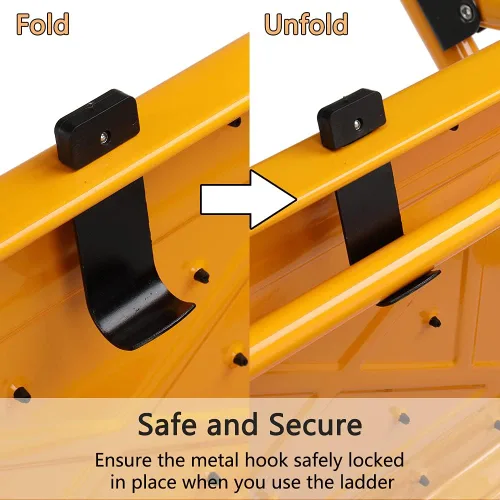 Miniatura 9 de Escalera plegable de 3/4, taburete de escalera con práctico mango antideslizante, resistente y pedal ancho, taburete portátil de acero de 330