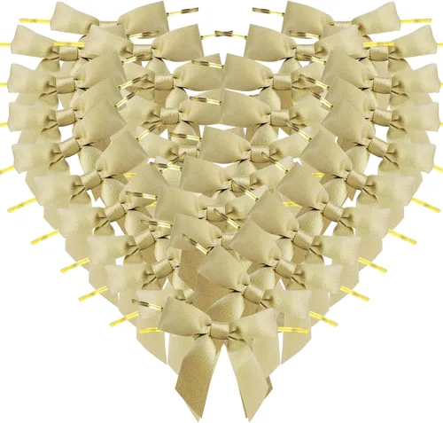 Miniatura 17 de 50 lazos de oro blanco de 3-1/2 pulgadas con lazos giratorios para envolver regalos, embalaje, decoración de Navidad (W.Gold)