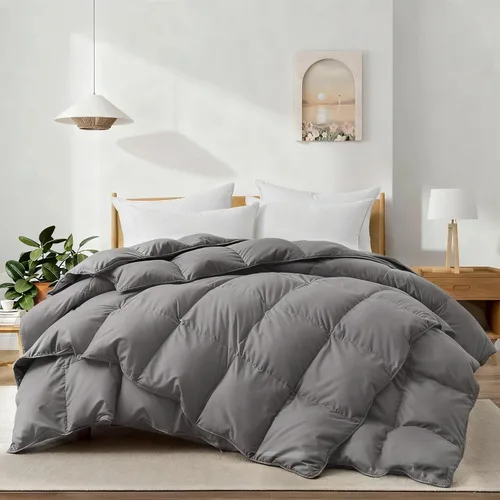 Miniatura 17 de Edredón de Fibra de Plumón Pesado Tamaño King Extragrande - Relleno de Edredón de Invierno Más Grueso Estilo Hotel de Alto Poder de Relleno para Gris