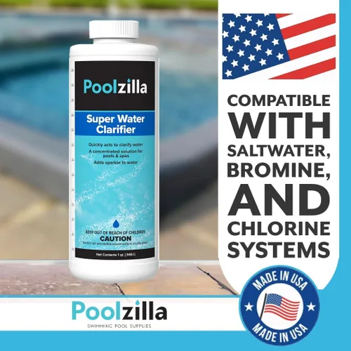 Miniatura 4 de Poolzilla Botella de 1 cuarto de galón de súper clarificador de agua, solución concentrada para piscinas y spas, añade brillo