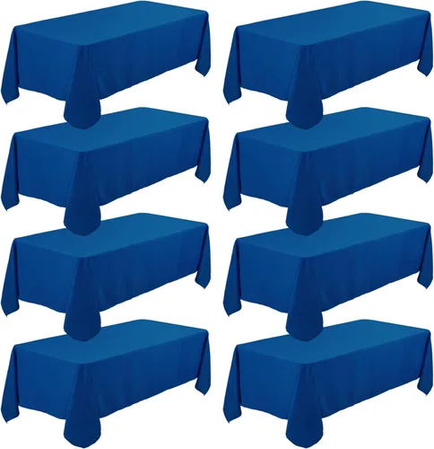 Miniatura 15 de Fivenl - Juego de 8 manteles negros de 60 x 84 pulgadas, manteles de mesa rectangular de 4 pies al por mayor, fundas de mesa de poliéster lavable