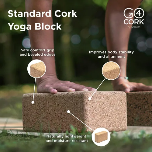 Miniatura 2 de Go4Cork Cork Yoga Block Non-Toxic, Alternative To Foam Yoga Blocks Odorless, Soft, Non-Slip, Workout & Exercise Yogi Gift Accessories Men &