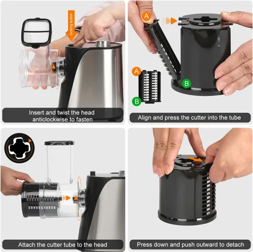 Miniatura 7 de Picador eléctrico 5 en 1 de verduras, rallador de queso de 250 W con 5 cuchillas diferentes, cortador de procesador de alimentos de cocina