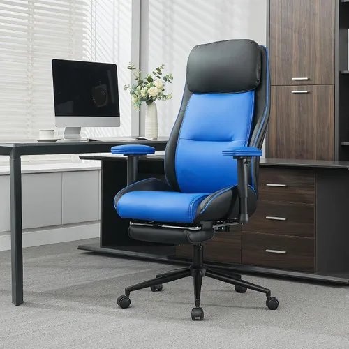 Miniatura 8 de High Back Office Desk Chair,Ergonomic Reclining Office Chair,Modern Swivel Computer Chair,Leather Chair with Lumbar Support (Black)