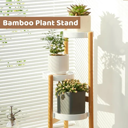 Miniatura 3 de Soporte para plantas de interior y exterior, 3 niveles, 3 macetas, soporte para flores, escalera, soporte para plantas, para balcón, ventana, sala