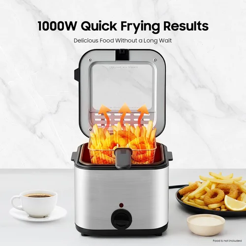 Miniatura 3 de Freidora profunda de 2.5 litros con cesta desmontable, potente freidora de aceite de uso doméstico de 1000 W con temperatura ajustable, protección