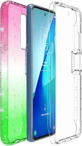 Miniatura 3 de Funda de cuerpo completo diseñada para TCL 20S con purpurina, protector de pantalla integrado, absorción de golpes, antiarañazos, resistente