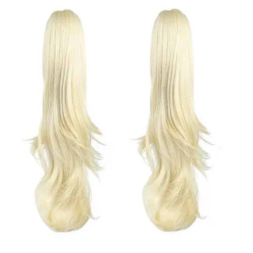 Miniatura 68 de Extensiones de cola de caballo de cabello rubio, extensiones de cola de caballo para mujer, pinza de extensiones de cabello rizado de 12 pulgadas