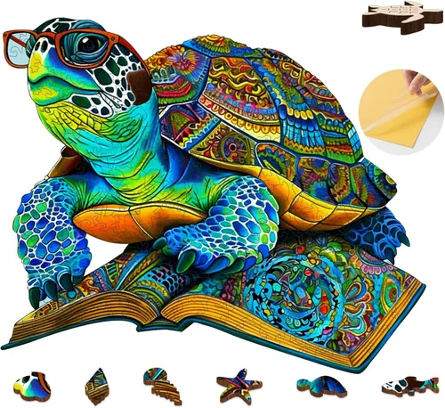 Miniatura 13 de Rompecabezas de madera Mys Aurora, rompecabezas de tortuga marina 300 piezas, rompecabezas de madera único de 5 mm con forma de animal para adultos