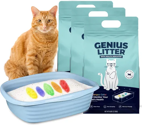 Miniatura 11 de Genius Litter Arena para gatos con monitoreo de la salud, presentada en Shark Tank, gel de sílice de cristal ligero, no se aglutina, sin polvo, bajo