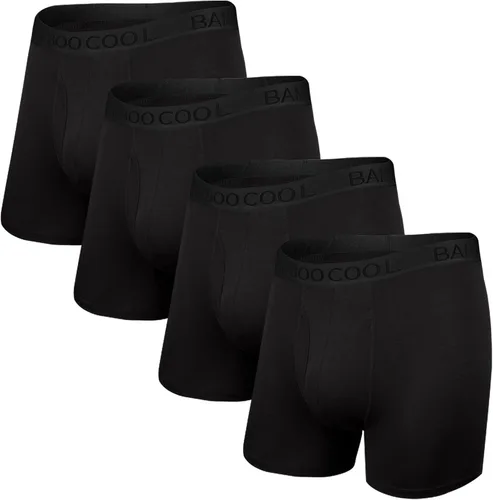 BAMBOO COOL Calzoncillos tipo bóxer para hombre con bolsa 3D incorporada, cómoda ropa interior de viscosa de bambú fresca para hombres, paquete de 4