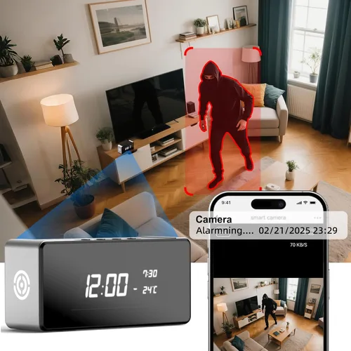 Miniatura 3 de Reloj de cámara oculta, cámara interior inalámbrica Ultra 4K HD para seguridad en el hogar, mini cámara de niñera con visión nocturna, detección