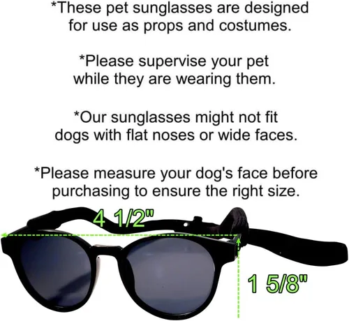 Miniatura 2 de G006 Disfraz para perro y mascota, estilo retro de los años 80, lentes de sol ajustables para razas medianas de 20 a 40 libras, para fiesta, Panto