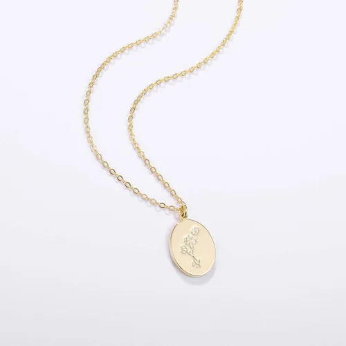 Miniatura 3 de SJ JEWELRY Collar de flor de guardián chapado en oro de 14 quilates colgante de moneda de disco regalo personalizado para mujeres y niñas 12 meses