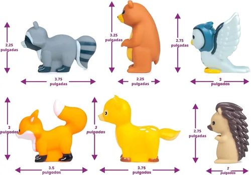 Miniatura 9 de Tub Works® Woodland Animals - Juguetes de baño herméticos para bebé, paquete de 6 unidades, sellados, sin agujeros, diseño de juguetes de baño que