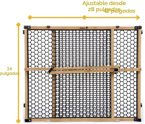 Miniatura 4 de Safety 1st Puerta de seguridad para bebés de bambú para puertas, puerta sin taladro con puerta, puertas para perros, se ajusta a 28"-42", 24